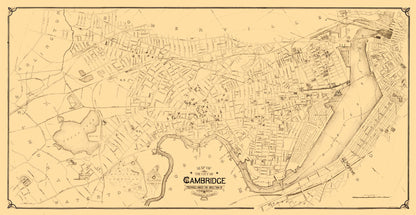 Historic City Map - Cambridge Massachusetts - Hastings 1894 - 44.49 x 23 - Vintage Wall Art