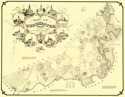 Historic City Map - Dorchester Massachusetts - Whiting 1850 - 23 x 29.55 - Vintage Wall Art