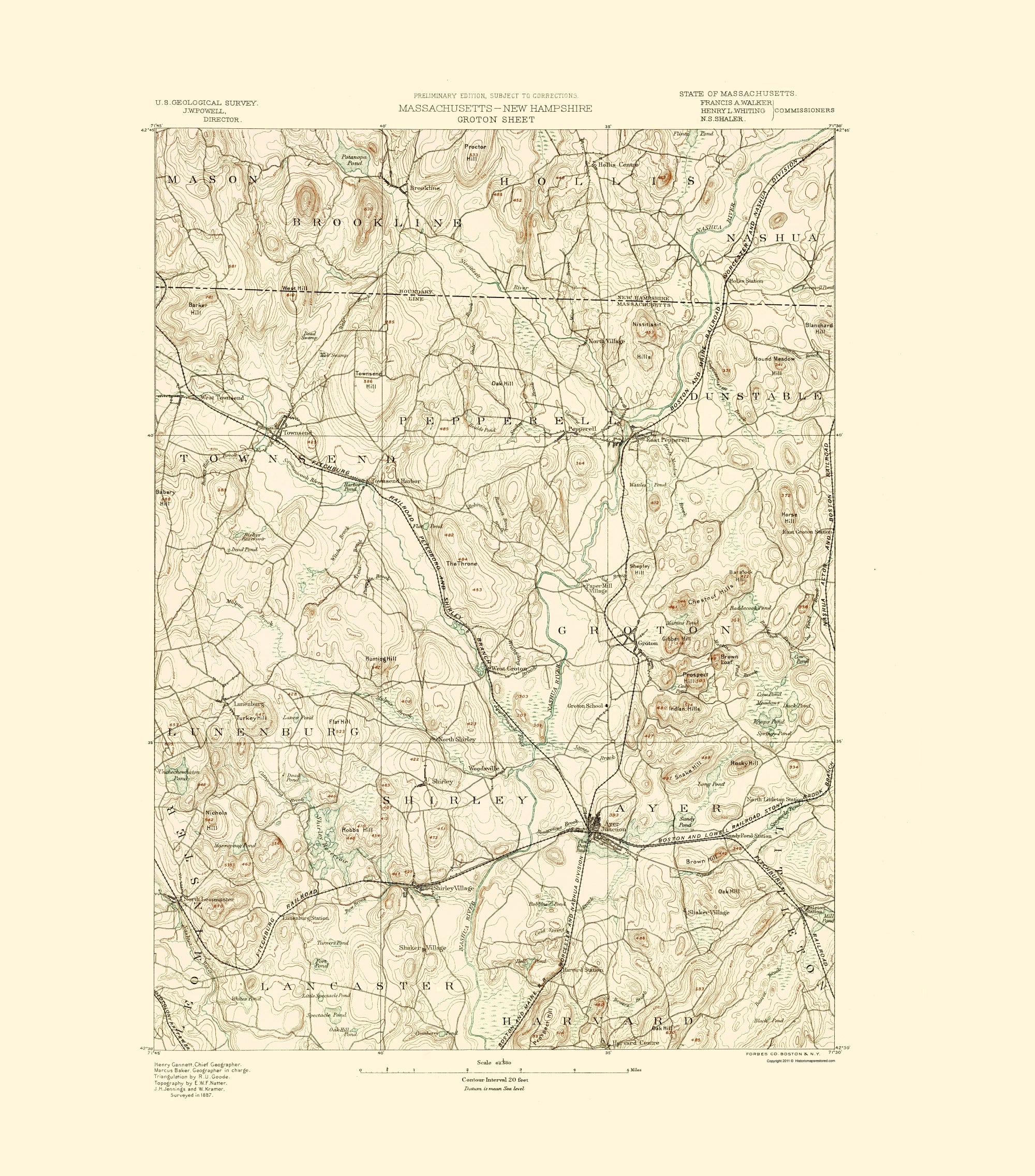 Groton Map Topographical Map - Groton Massachusetts Sheet - USGS 1890 - 23 x 26.1 ...