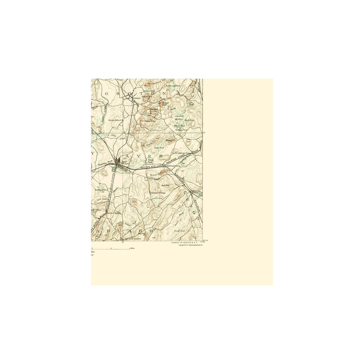 Groton Map Topographical Map - Groton Massachusetts Sheet - USGS 1890 - 23 x 26.1 ...