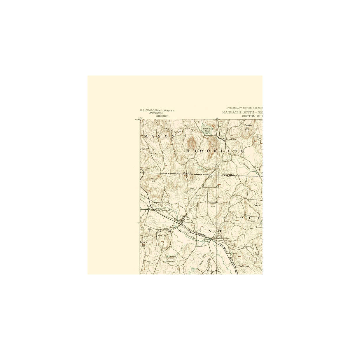 Groton Map Topographical Map - Groton Massachusetts Sheet - USGS 1890 - 23 x 26.1 ...