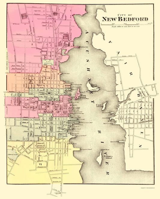 Historic City Map - New Bedford Massachusetts - Walling 1871 - 23 x 28.62 - Vintage Wall Art