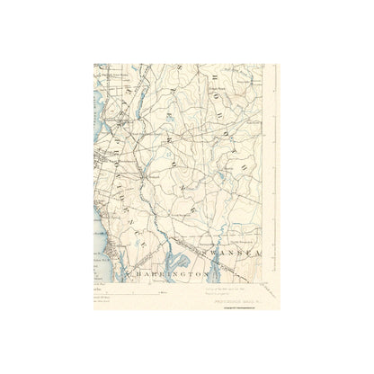 Topographical Map - Providence Massachusetts Quad - USGS 1894 - 23 x 30.34 - Vintage Wall Art