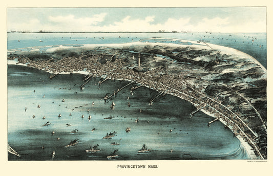 Historic Panoramic View - Provincetown Massachusetts - Walker 1910 - 23 x 35.67 - Vintage Wall Art