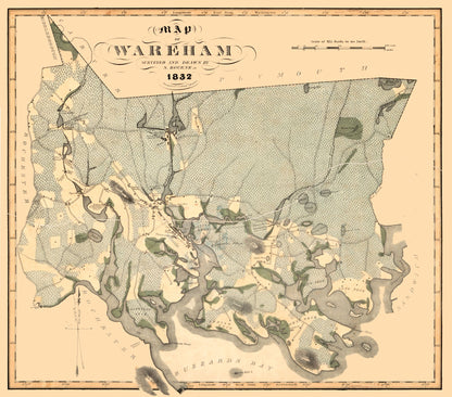 Historic City Map - Wareham Massachusetts - Bourne 1832 - 26.10 x 23 - Vintage Wall Art