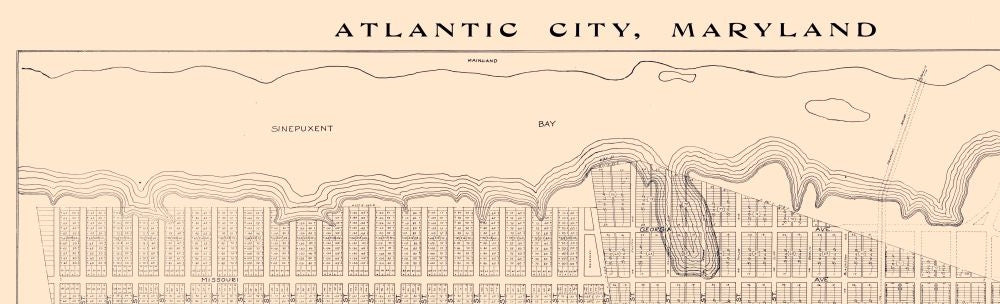 Historic City Map - Atlantic City Maryland - Tunis 1916 - 75.48 x 23 - Vintage Wall Art