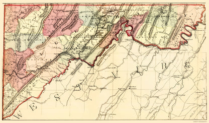 Historic County Map - Alleghany County Maryland - Martenet 1866 - 23 x 39.15 - Vintage Wall Art