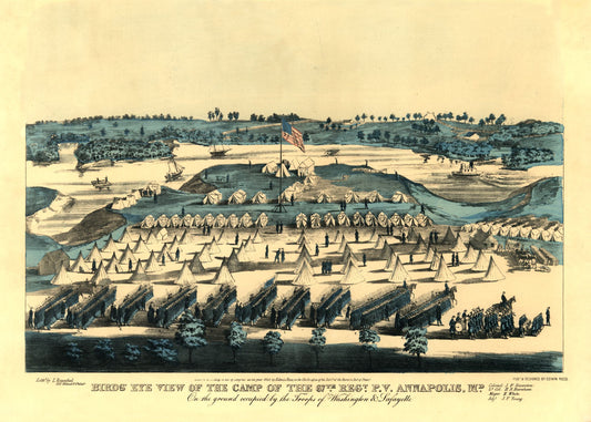 Historical Civil War Map - Annapolis Maryland - Rees 1863 - 32.20 x 23 - Vintage Wall Art