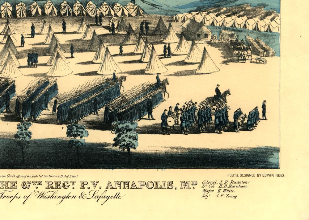 Historical Civil War Map - Annapolis Maryland - Rees 1863 - 32.20 x 23 - Vintage Wall Art