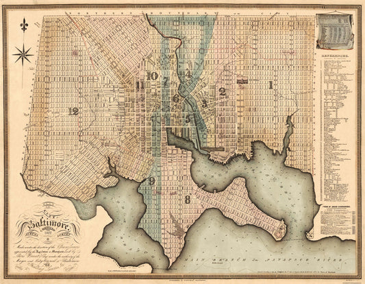 Historic City Map - Baltimore Maryland - Lucas 1822 - 29.63 x 23 - Vintage Wall Art