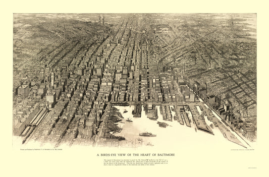 Historic Panoramic View - Baltimore Maryland - Munder 1912 - 23 x 34.95 - Vintage Wall Art