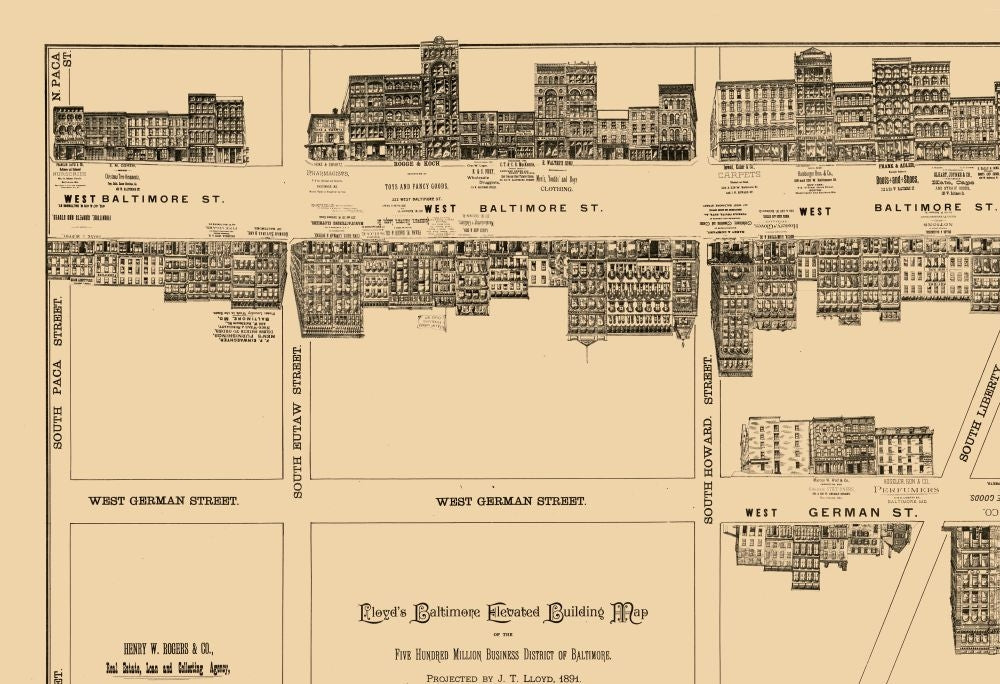 Historic City Map - Baltimore Maryland - Lloyd 1891 - 33.60 x 23 - Vintage Wall Art