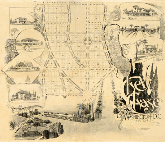 Historic City Map - Chevy Chase Maryland - Fisher 1890 - 26.85 x 23 - Vintage Wall Art