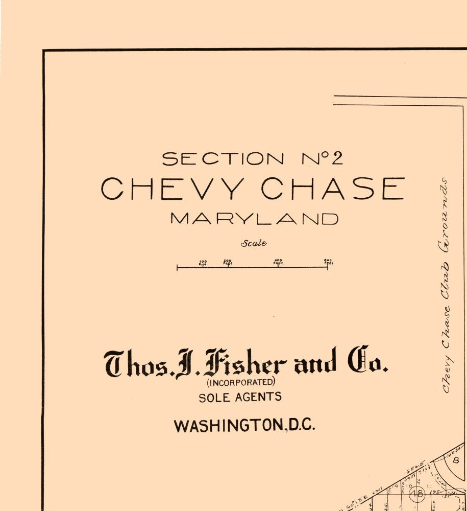 Historic City Map - Chevy Chase Maryland - Fisher 1890 - 23 x 25.14 - Vintage Wall Art