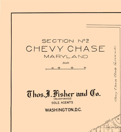 Historic City Map - Chevy Chase Maryland - Fisher 1890 - 23 x 25.14 - Vintage Wall Art