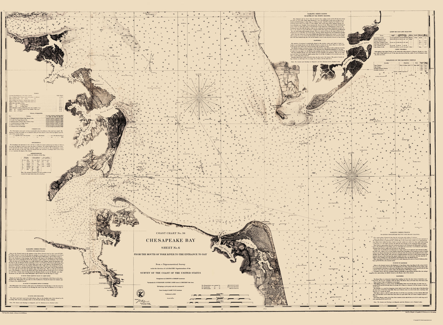 Historic Nautical Map - Chesapeake Bay - Fairfax 1863 - 23 x 31.31 - Vintage Wall Art