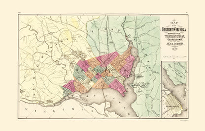 Historic County Map - Maryland Washington DC - Martenet 1873 - 23 x 35 - Vintage Wall Art