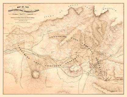 Railroad Map - Frostburg Maryland - Atkinson 1860  - 30.11 x 23 - Vintage Wall Art