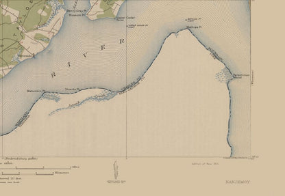 Topographical Map - Nanjemoy Maryland Quad - USGS 1913 - 33.26 x 23 - Vintage Wall Art