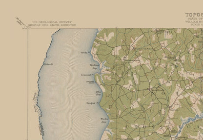 Topographical Map - Nanjemoy Maryland Quad - USGS 1913 - 33.26 x 23 - Vintage Wall Art