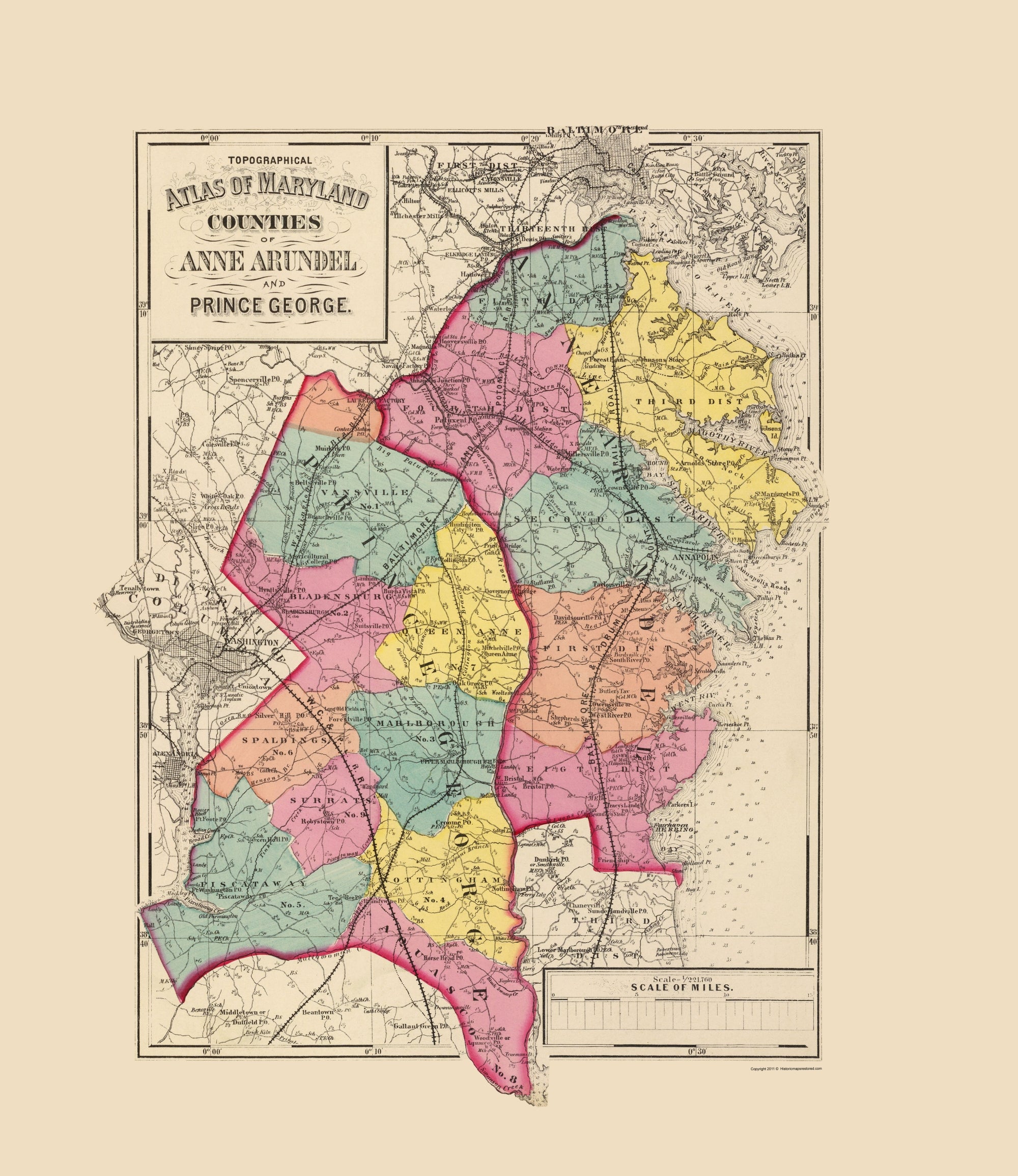 Historic County Map - Prince George Anne Arundel Counties Maryland - M ...