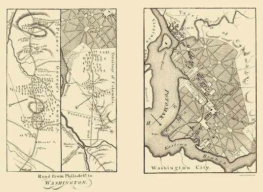 Historic City Map - Bladensburg Georgetown Washington DC - Moore 1802 - 23 x 31.43 - Vintage Wall Art