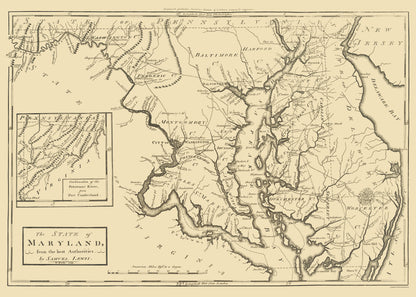 Historic State Map - Maryland - Lewis 1795 - 23 x 32.23 - Vintage Wall Art