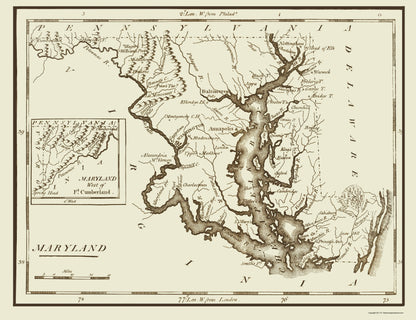 Historic State Map - Maryland - Lewis 1797 - 23 x 29.94 - Vintage Wall Art