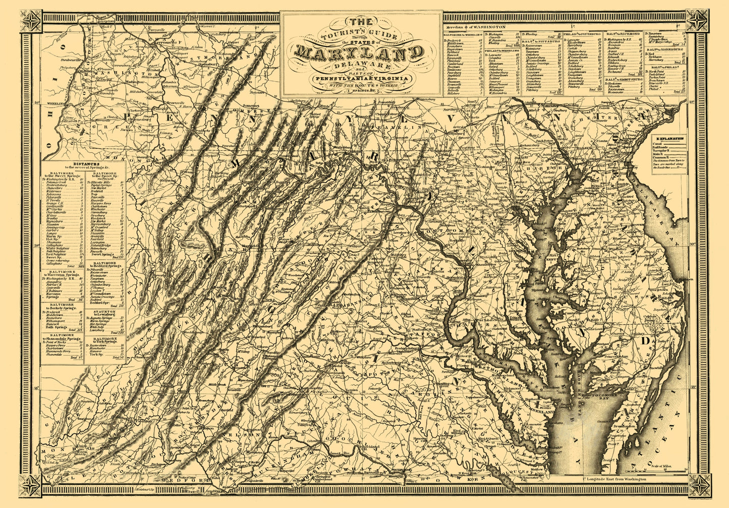 Historic State Map - Maryland Delaware - Lucas 1836 - 23 x 33.00 - Vintage Wall Art