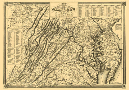 Historic State Map - Maryland Delaware - Lucas 1836 - 23 x 33.00 - Vintage Wall Art