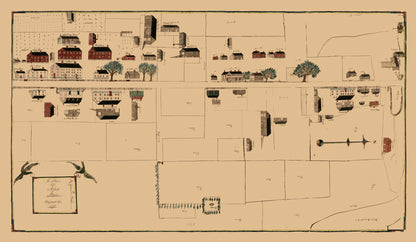 Historic City Map - Alfred Maine - Bussell 1845 - 39.53 x 23 - Vintage Wall Art