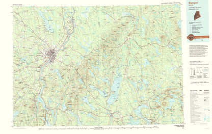 Topographical Map - Bangor Maine Quad - USGS 1994 - 23 x 36.40 - Vintage Wall Art