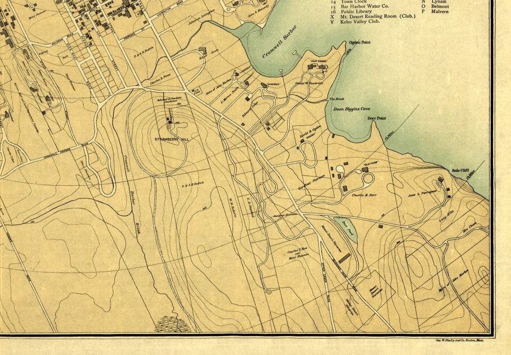 Historic City Map - Bar Harbor Maine - Mears 1896 - 33.14 x 23 - Vintage Wall Art