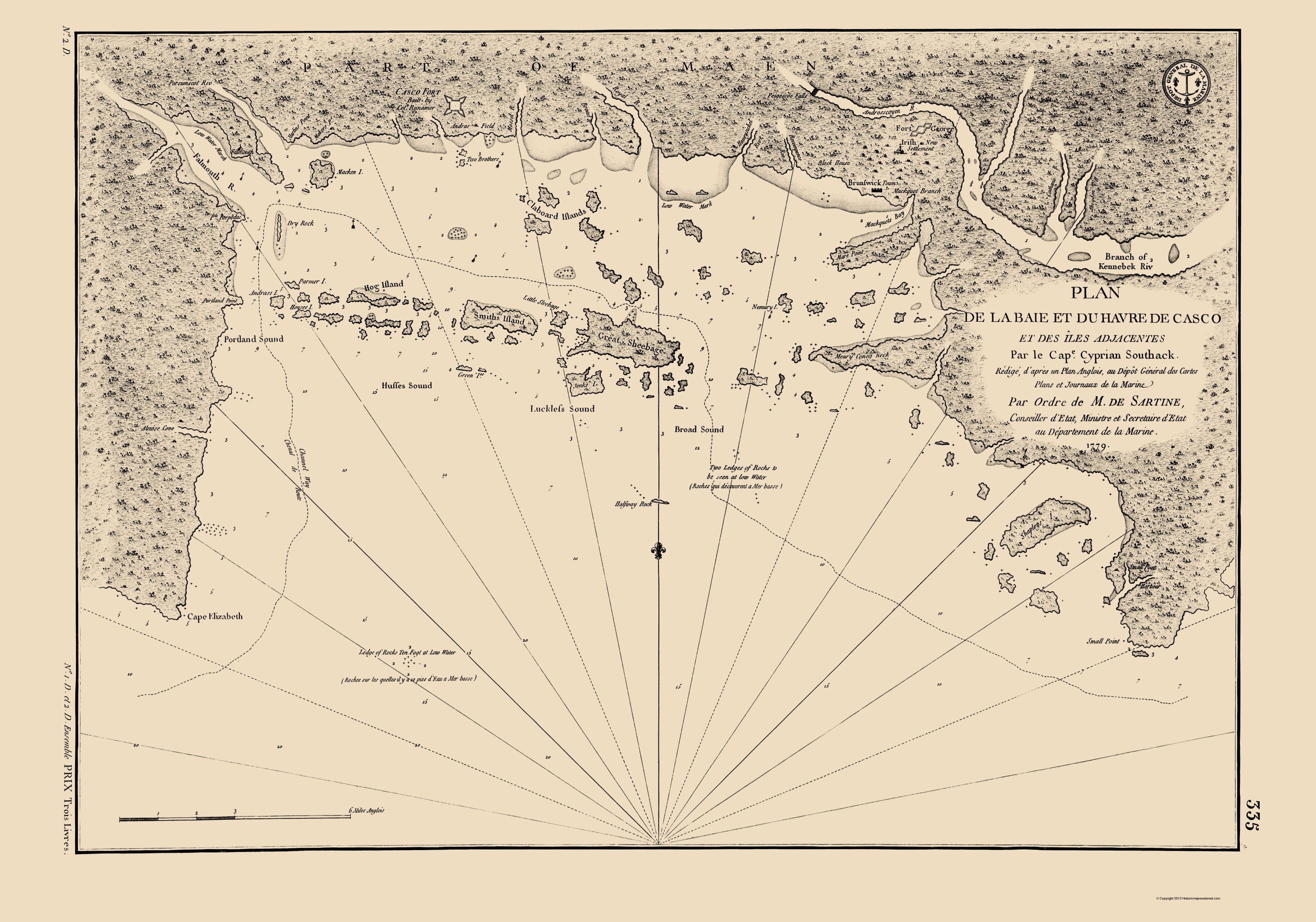 Historic Nautical Map - Casco Bay - Southack 1779 - 23 x 32.82 - Vinta ...