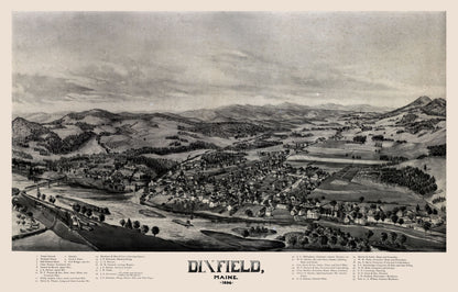 Historic Panoramic View - Dixfield Maine - 1896 - 36.01 x 23 - Vintage Wall Art