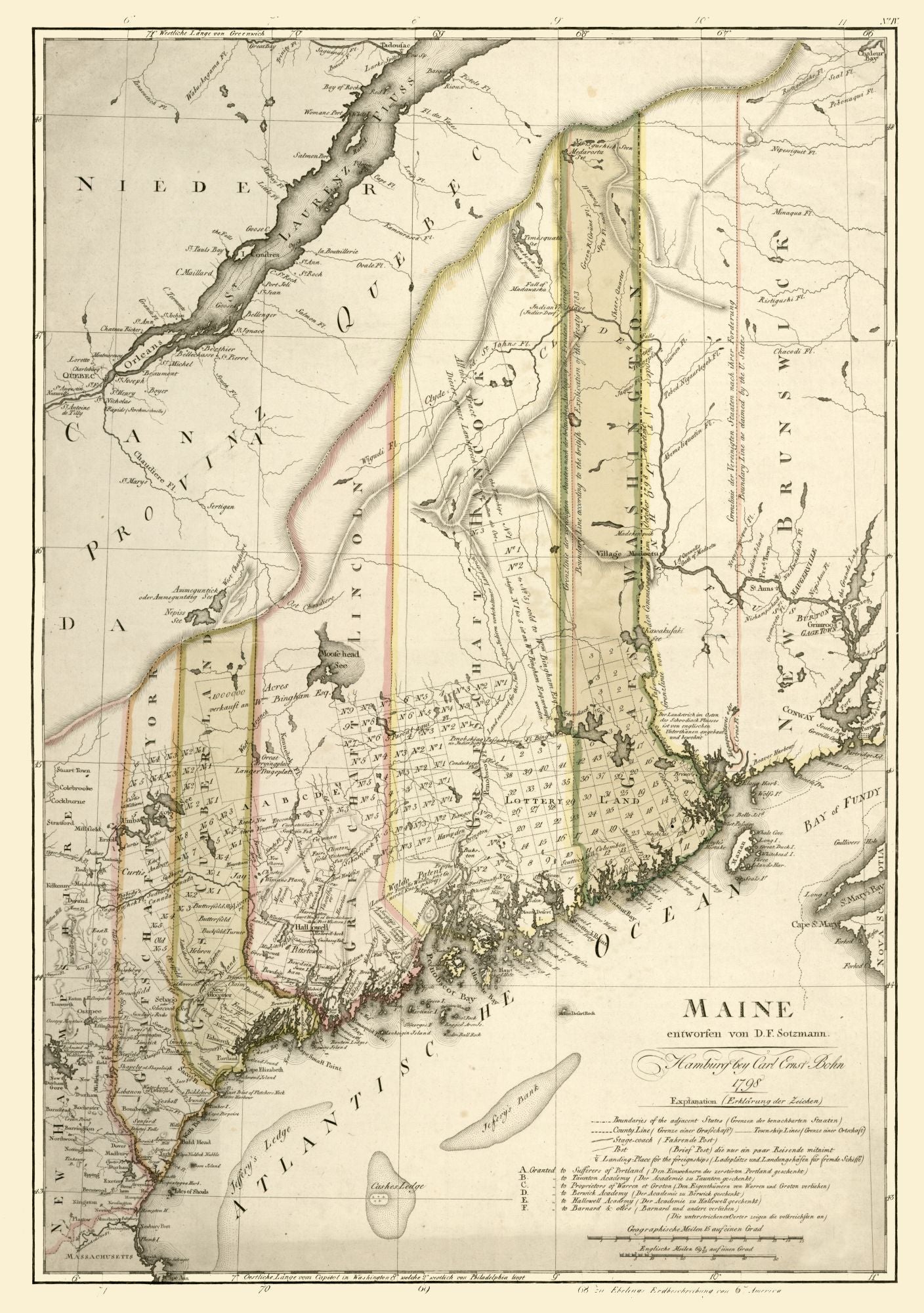 Historic State Map - Maine - Bohn 1798 - 23 x 32.67 - Vintage Wall Art