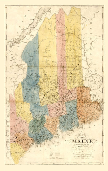 Historic State Map - Maine - Colesworthy 1840 - 23 x 36.62 - Vintage Wall Art