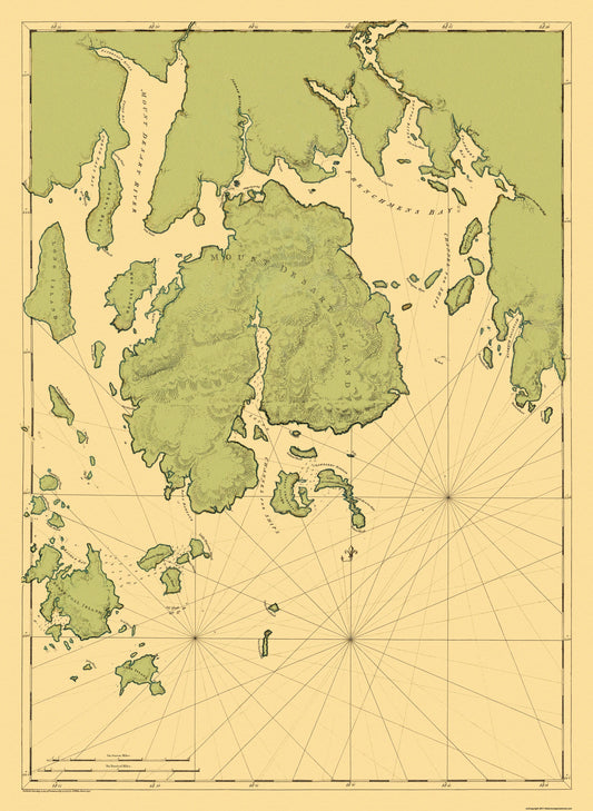 Historic City Map - Mount Desert Island Maine - Des Barres 1776 - 23 x 31.44 - Vintage Wall Art