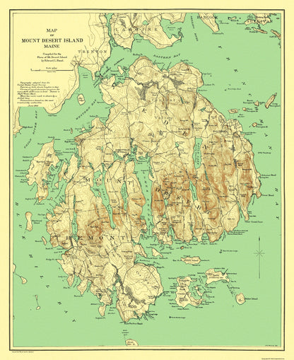 Historic City Map - Mount Desert Island Maine - Rand McNally 1893 - 23 x 28.13 - Vintage Wall Art