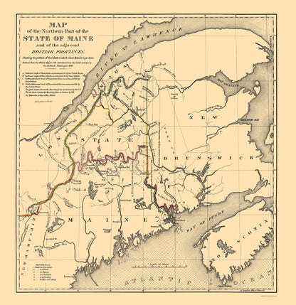 Historic State Map - Maine Northern - Hoen 1830 - 23 x 23.70 - Vintage Wall Art