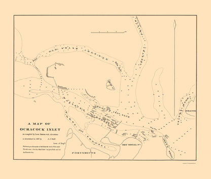 Historic Nautical Map - Ocracock Inlet - Swift 1835 - 23 x 27.09 - Vintage Wall Art