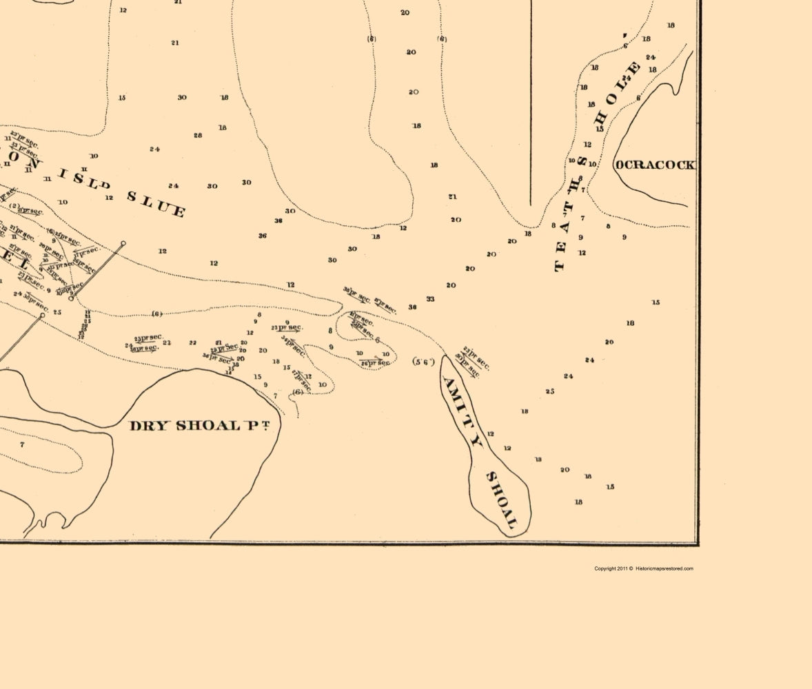 Historic Nautical Map - Ocracock Inlet - Swift 1835 - 23 x 27.09 - Vintage Wall Art