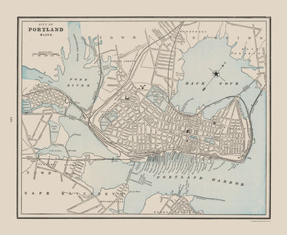 Historic City Map - Portland Maine - Cram 1892 - 28.13 x 23 - Vintage Wall Art