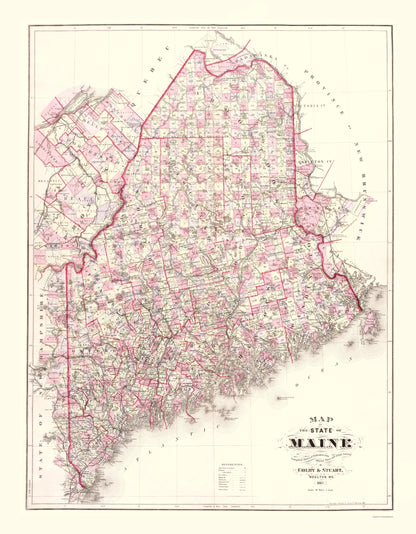 Historic State Map - Maine - Colby  1887 - 23 x 29.53 - Vintage Wall Art