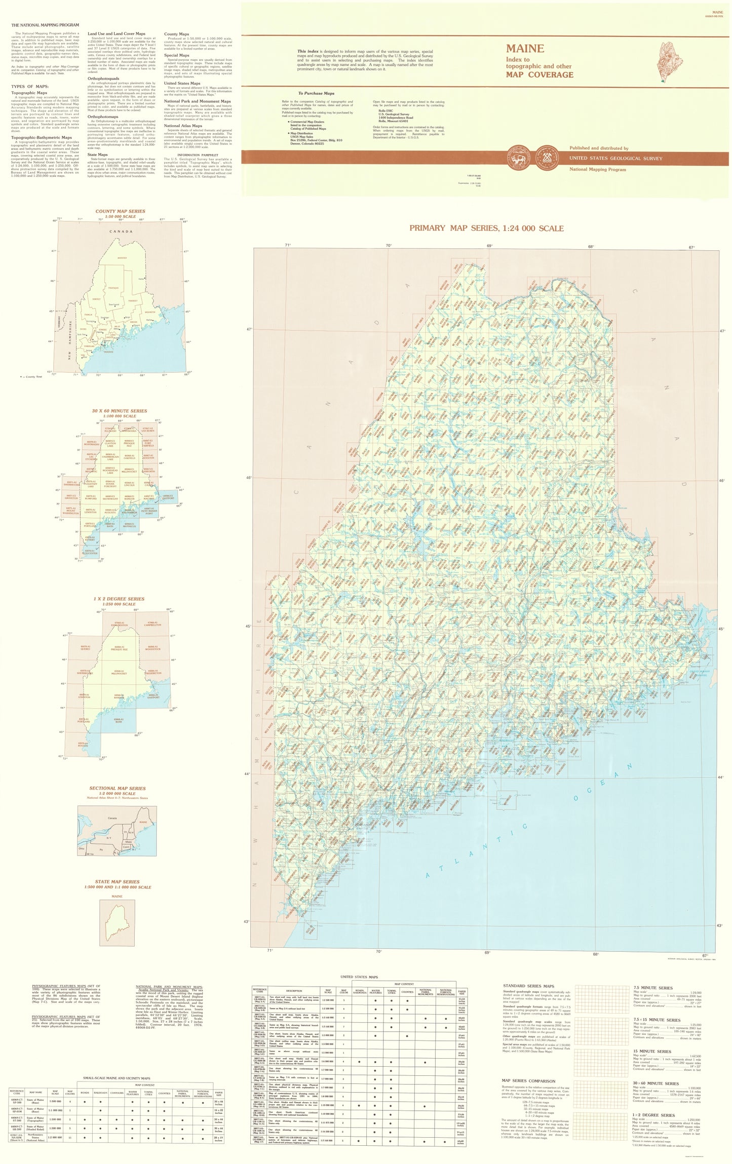 Topographical Map - Maine Maine Quad - USGS 1994 - 23 x 36.56 - Vintage Wall Art