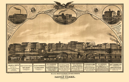 Historic Panoramic View - Battle Creek Michigan - Ruger 1869 - 35.87 x 23 - Vintage Wall Art