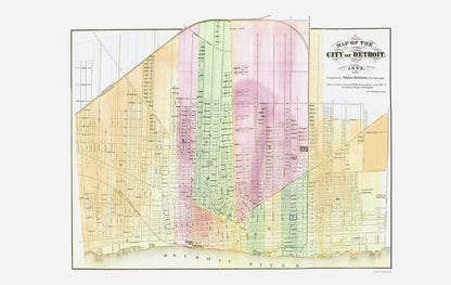 Historic City Map - Detroit Michigan Plat - Calvert 1873 - 23 x 36.35 - Vintage Wall Art