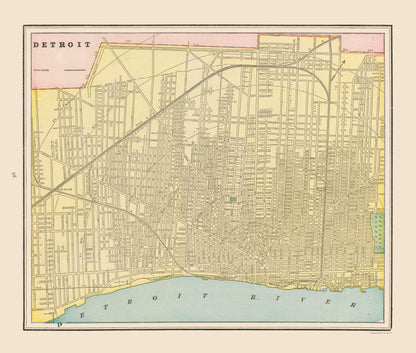 Historic City Map - Detroit  Michigan - Cram 1892 - 27.08 x 23 - Vintage Wall Art