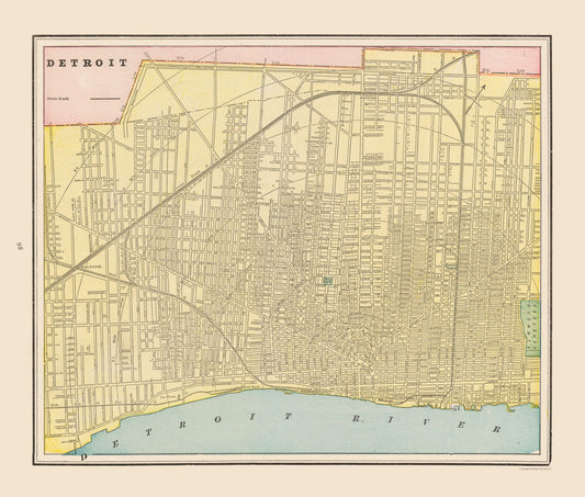 Historic City Map - Detroit  Michigan - Cram 1892 - 27.08 x 23 - Vintage Wall Art