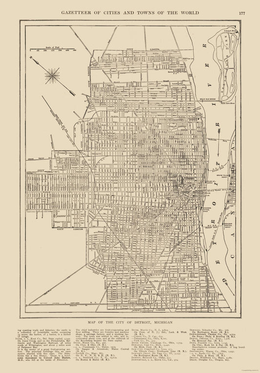 Historic City Map - Detroit  Michigan - Reynold 1921 - 23 x 33.00 - Vintage Wall Art